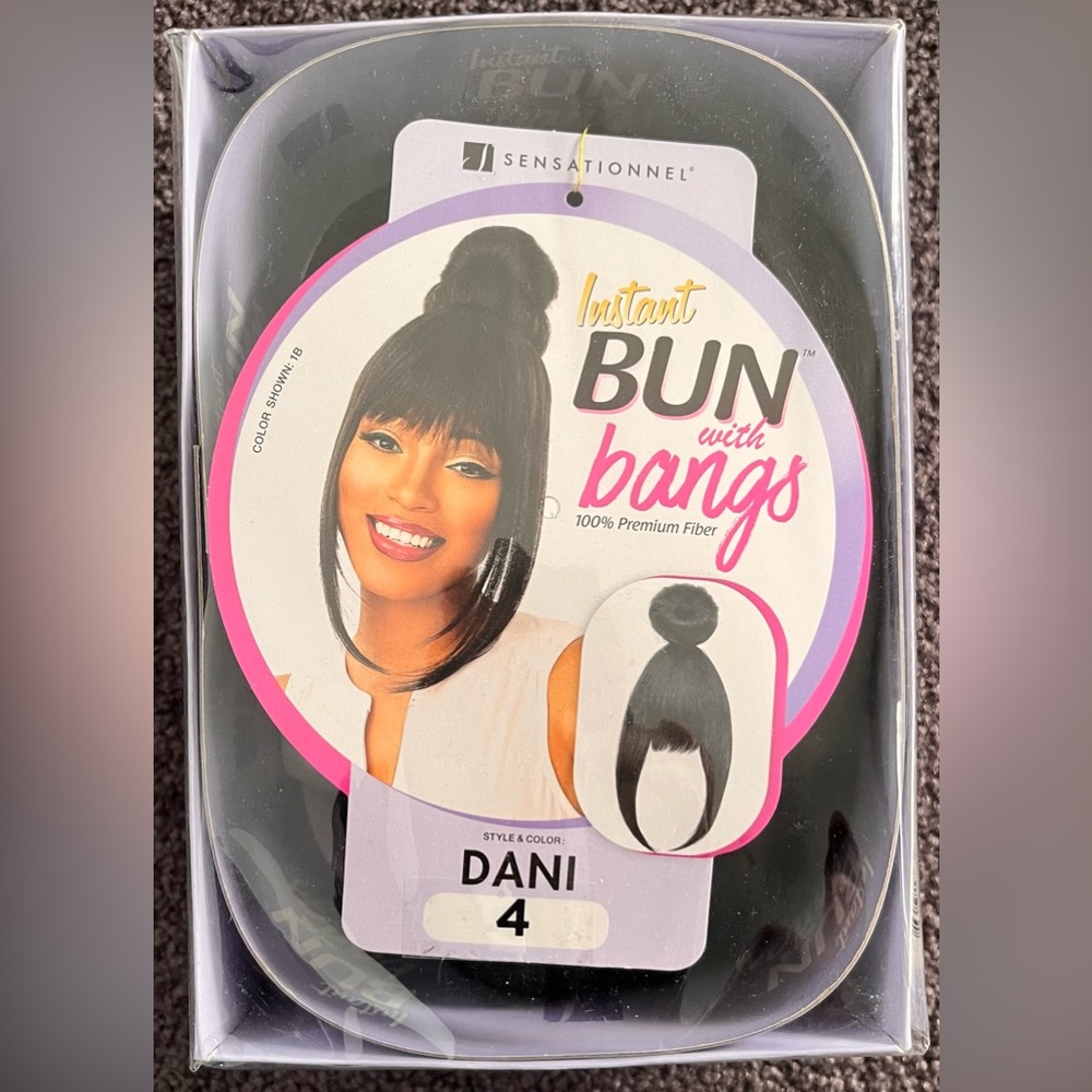 2/$30 - Brown Synthetic Instant Bun & Bangs Hairpiece for Daily Wear or Events